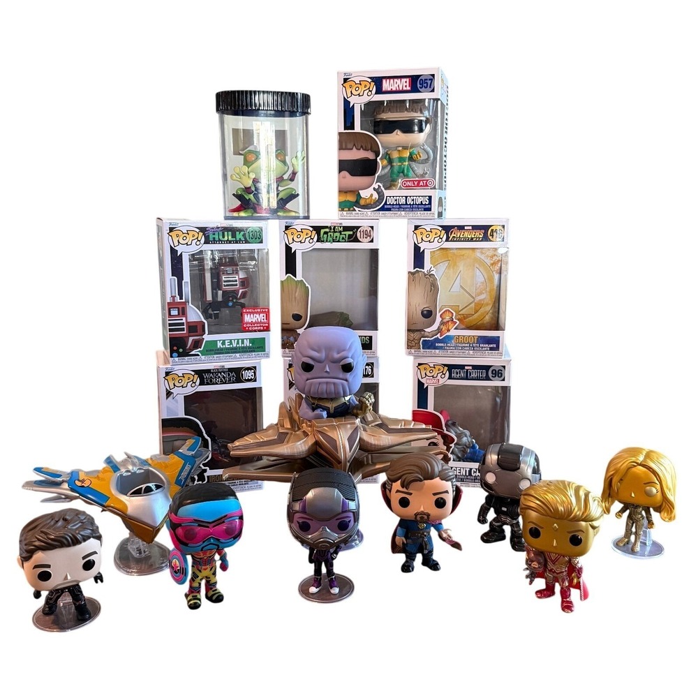 Marvel Funko Pop Lot Exclusive Thanos Groot Doc Ock Ironheart KEVIN Figures